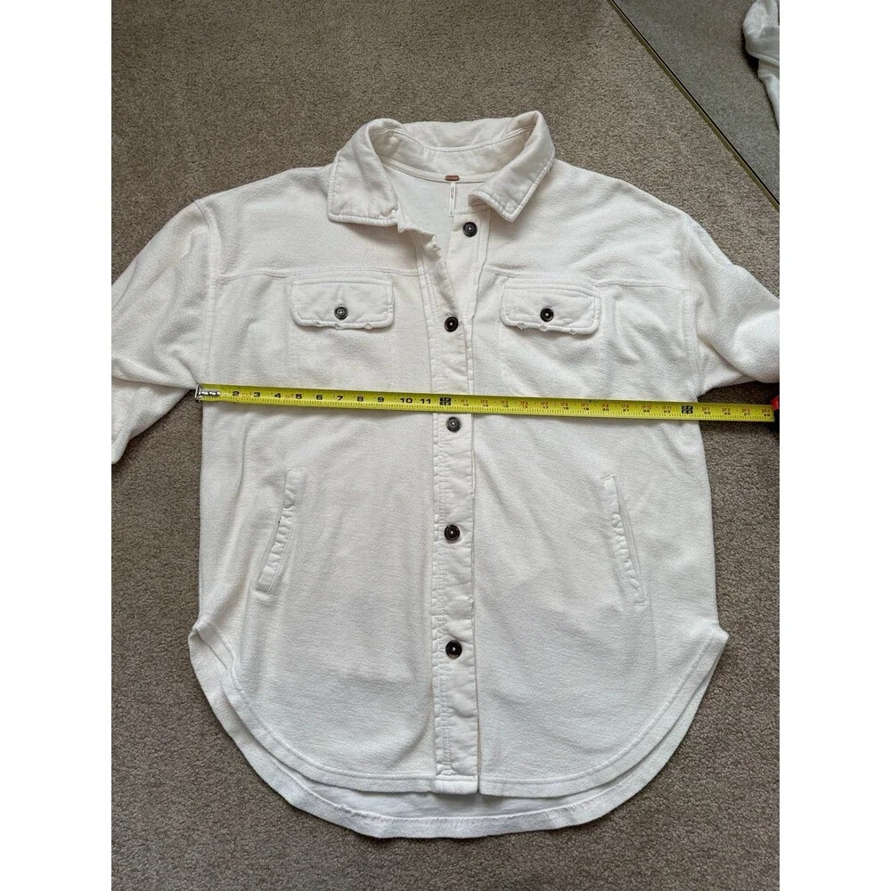 Free People Ruby Jacket Cream Small Oversized Button Down Collar Shacket
